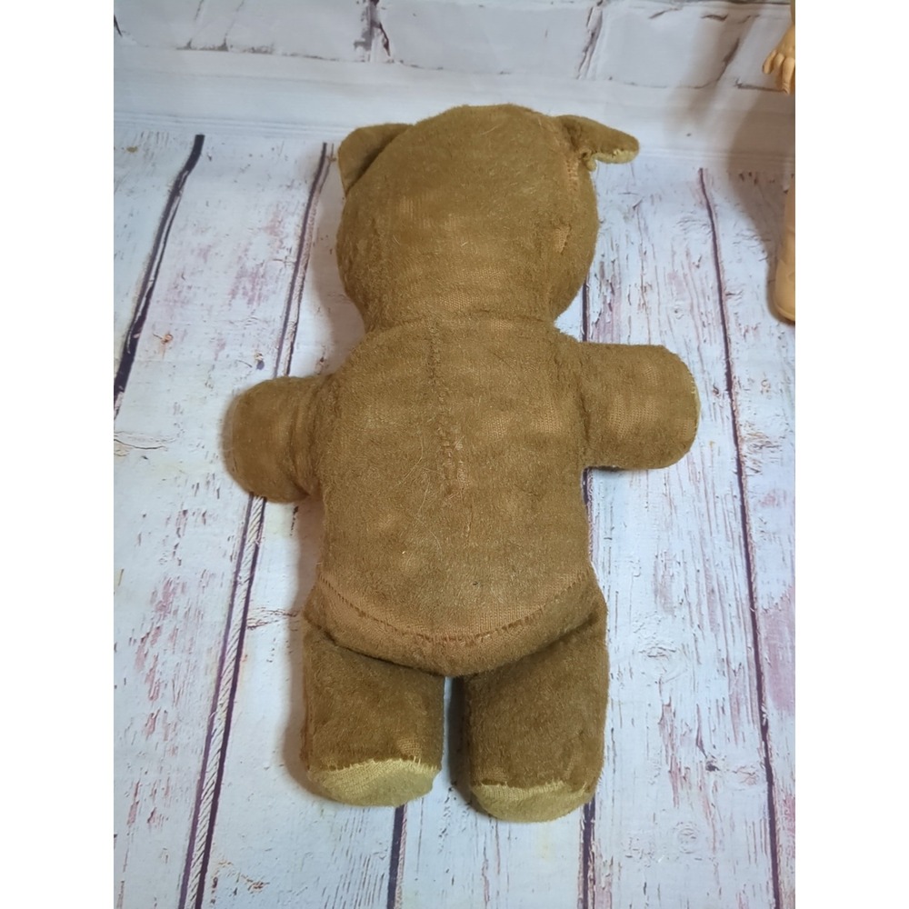 Vintage 50s Toy Lot Of 3 Ideal Toys Teddy Bear, Sun Rubber Doll & Squeaker Doll - Picture 3 of 11